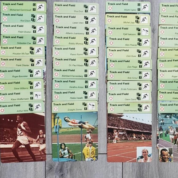 LOT OF 102 1970'S TRACK & FIELD SPORTSCASTER CARDS JENNER MOSES SHORTER BENOIT🥇
